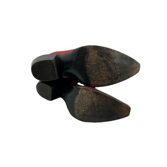 $1k  6 6.5 C Wide back At The Ranch Red Patent Cowgirl Mules Boots Santa Fe - Picture 6 of 10